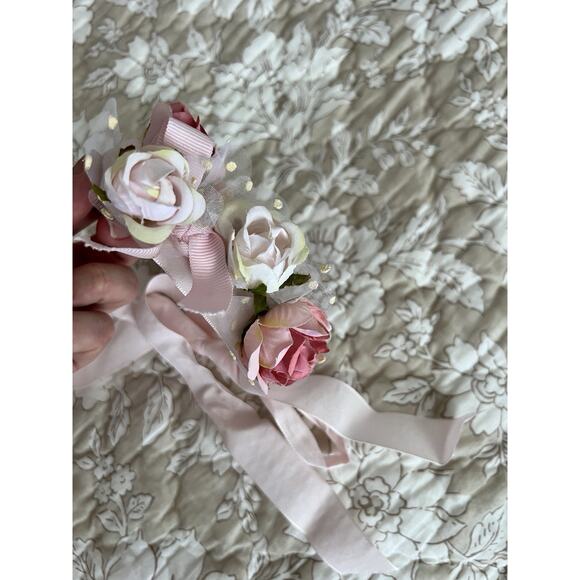 Monnalisa girls floral corsage bracelet headband wedding boho set